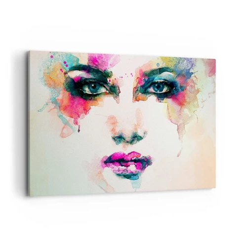Schilderen op canvas - Een portret geschilderd met een regenboog - 120x80 cm
