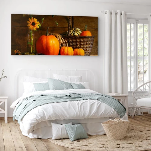 Schilderen op canvas - Een rustieke compositie - geschenken van de herfst - 100x40 cm