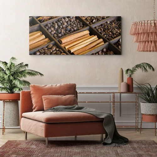 Schilderen op canvas - Een schatkist aan aroma's - 100x40 cm