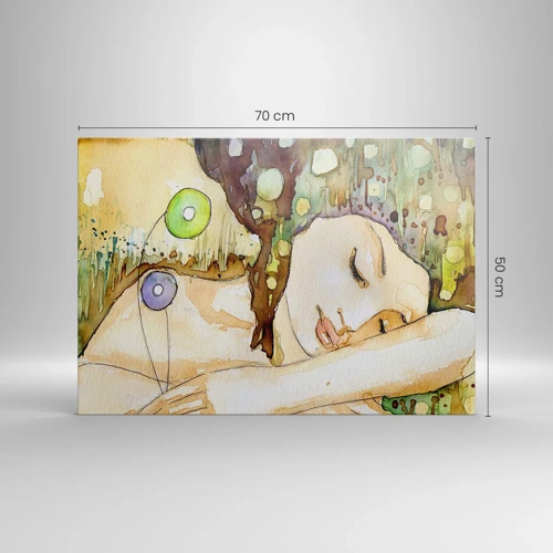 Schilderen op canvas - Een smaragd-violette droom - 70x50 cm