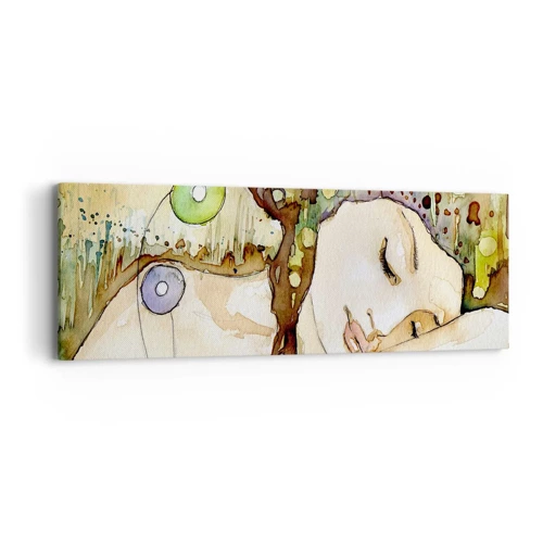 Schilderen op canvas - Een smaragd-violette droom - 90x30 cm