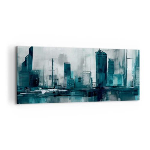 Schilderen op canvas - Een stad in de kleur van regen - 100x40 cm