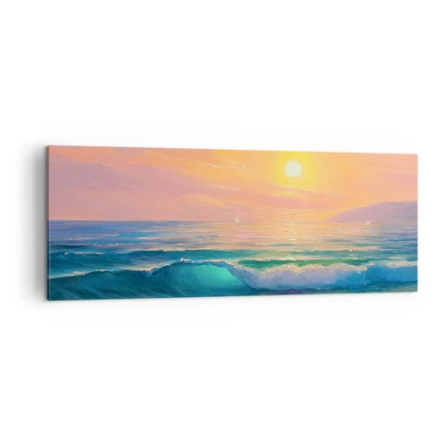 Schilderen op canvas - Een turquoise lied van de golven - 140x50 cm