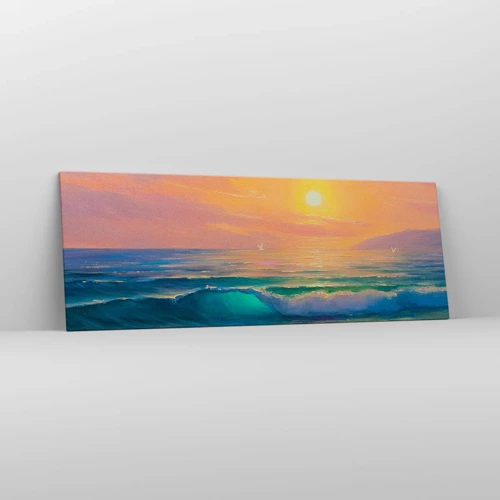 Schilderen op canvas - Een turquoise lied van de golven - 140x50 cm