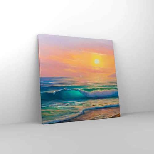 Schilderen op canvas - Een turquoise lied van de golven - 50x50 cm