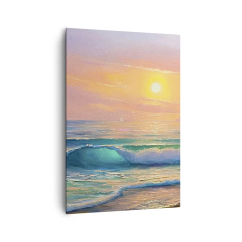 Schilderen op canvas - Een turquoise lied van de golven - 70x100 cm