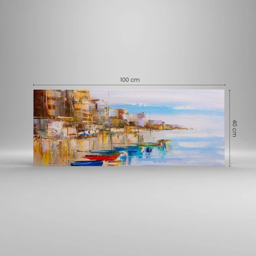 Schilderen op canvas - Een veelkleurig stedelijk toevluchtsoord - 100x40 cm