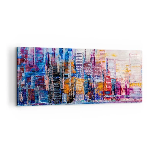 Schilderen op canvas - Een vrolijke metropool - 100x40 cm