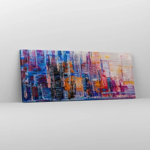 Schilderen op canvas - Een vrolijke metropool - 100x40 cm