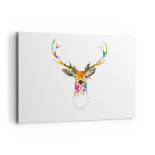 Schilderen op canvas - Een zacht hert badend in kleur - 100x70 cm
