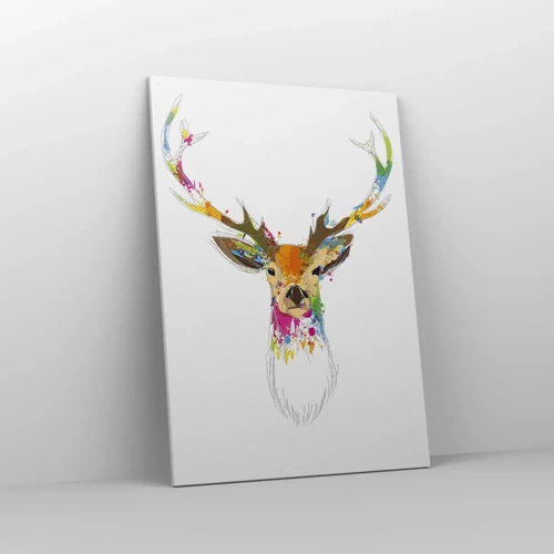 Schilderen op canvas - Een zacht hert badend in kleur - 70x100 cm