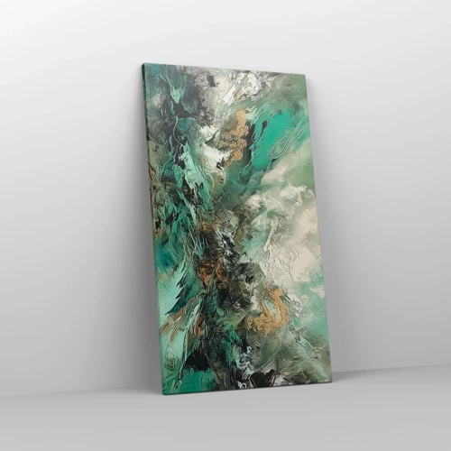 Schilderen op canvas - Emerald en zwarte branding - 45x80 cm