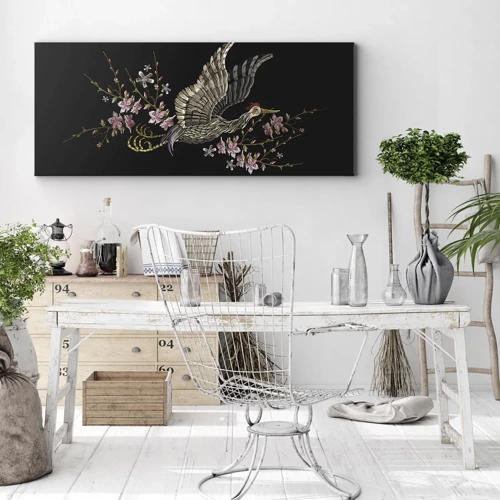 Schilderen op canvas - Exotische geborduurde vogel - 120x50 cm