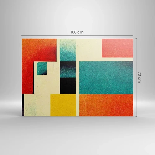 Schilderen op canvas - Geometrische abstractie – goede energie - 100x70 cm
