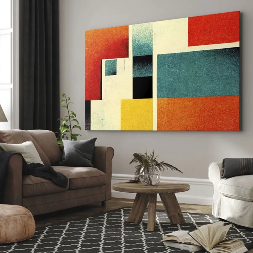 Schilderen op canvas - Geometrische abstractie – goede energie - 120x80 cm