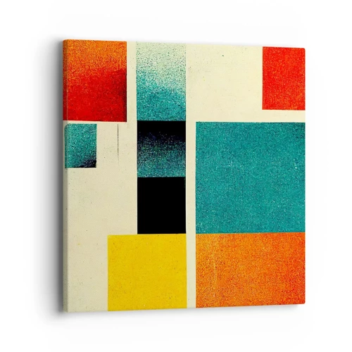 Schilderen op canvas - Geometrische abstractie – goede energie - 40x40 cm