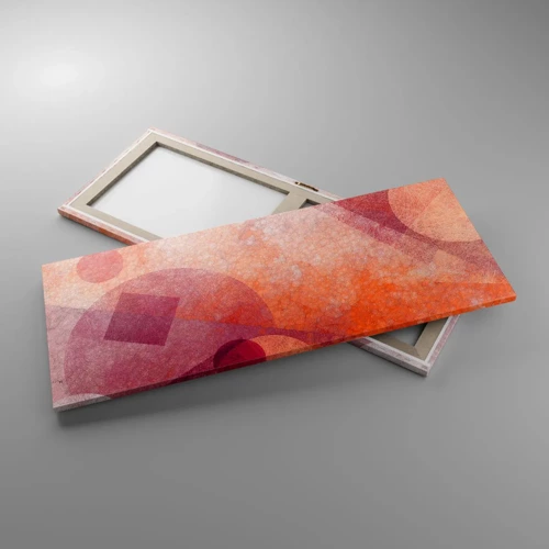 Schilderen op canvas - Geometrische transformaties in roze - 100x40 cm