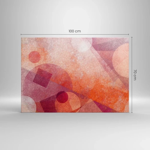 Schilderen op canvas - Geometrische transformaties in roze - 100x70 cm