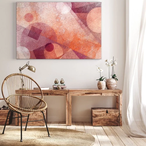 Schilderen op canvas - Geometrische transformaties in roze - 120x80 cm