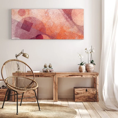 Schilderen op canvas - Geometrische transformaties in roze - 140x50 cm