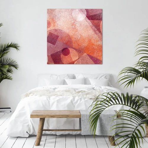 Schilderen op canvas - Geometrische transformaties in roze - 50x50 cm