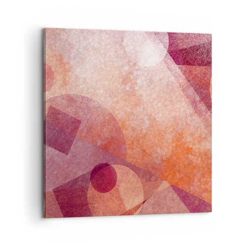 Schilderen op canvas - Geometrische transformaties in roze - 60x60 cm