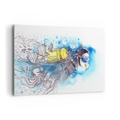 Schilderen op canvas - Geweldig blauw - 120x80 cm