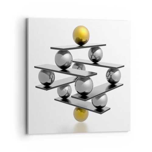 Schilderen op canvas - Goud-zilver balans - 70x70 cm