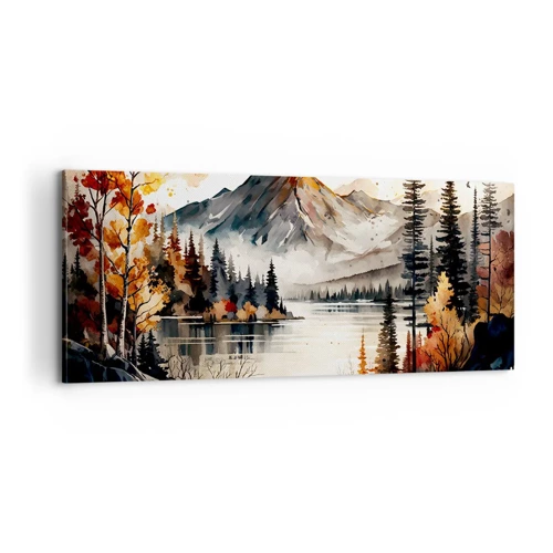 Schilderen op canvas - Gouden herfst in de bergen - 100x40 cm