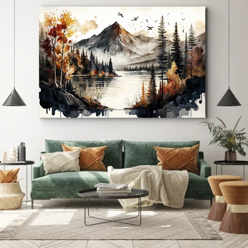 Schilderen op canvas - Gouden herfst in de bergen - 70x50 cm