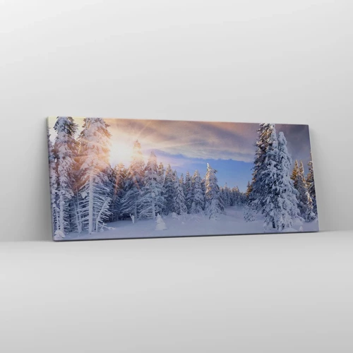 Schilderen op canvas - Het sneeuwspektakel van de natuur - 100x40 cm