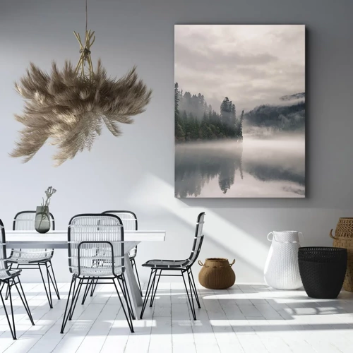 Schilderen op canvas - In reflectie, in de mist - 45x80 cm