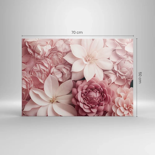 Schilderen op canvas - In roze bloemblaadjes - 70x50 cm