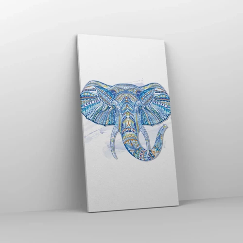 Schilderen op canvas - Ingelegd met goud en blauw - 45x80 cm