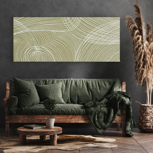 Schilderen op canvas - Ingewikkelde abstractie in wit - 100x40 cm