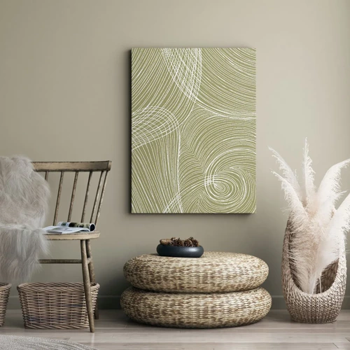 Schilderen op canvas - Ingewikkelde abstractie in wit - 65x120 cm