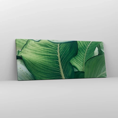 Schilderen op canvas - Intens groen leven - 100x40 cm