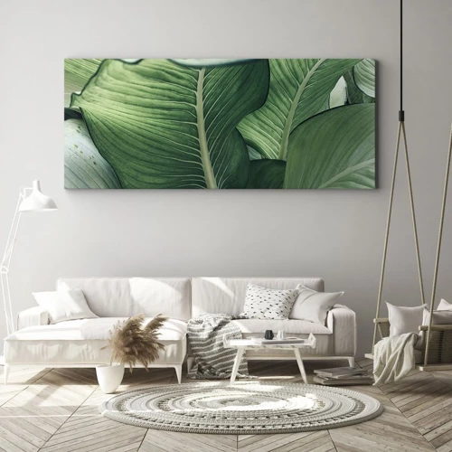 Schilderen op canvas - Intens groen leven - 100x40 cm