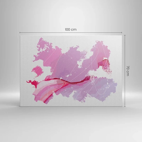 Schilderen op canvas - Kaart van de roze wereld - 100x70 cm