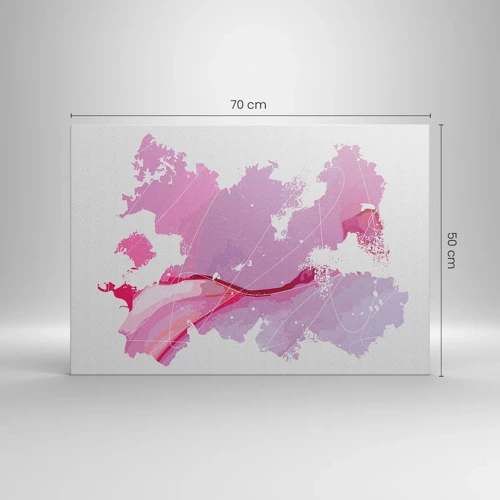 Schilderen op canvas - Kaart van de roze wereld - 70x50 cm