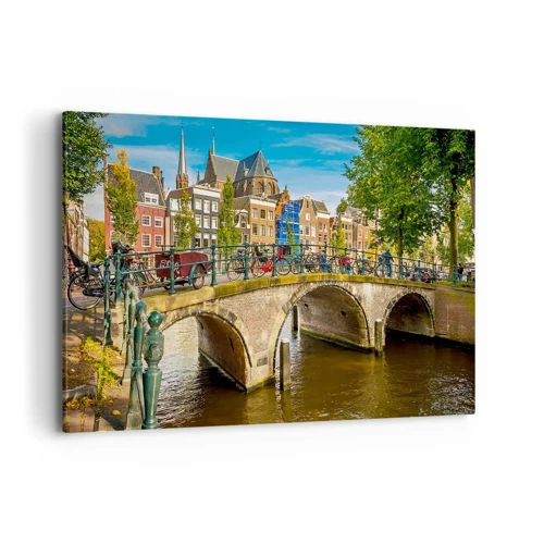 Schilderen op canvas - Lente aan de gracht - 120x80 cm