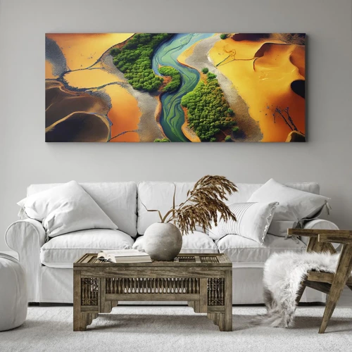 Schilderen op canvas - Levengevende rivier - 100x40 cm