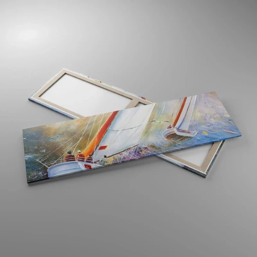 Schilderen op canvas - Lopend op de golven  - 160x50 cm
