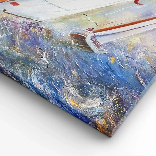 Schilderen op canvas - Lopend op de golven  - 160x50 cm