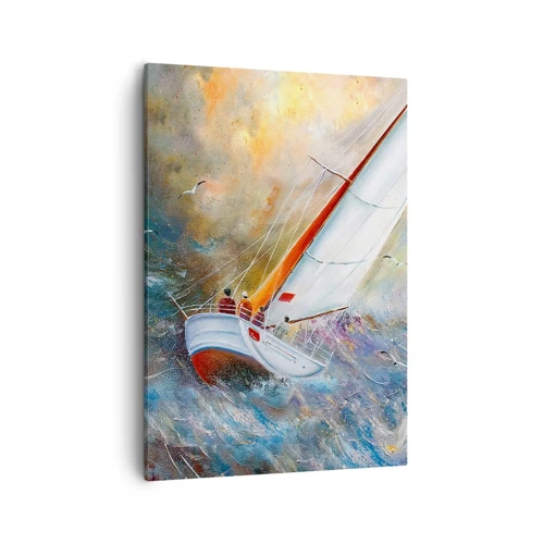 Schilderen op canvas - Lopend op de golven  - 50x70 cm