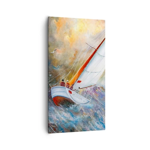 Schilderen op canvas - Lopend op de golven  - 55x100 cm
