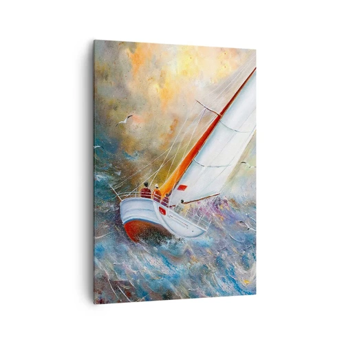 Schilderen op canvas - Lopend op de golven  - 70x100 cm