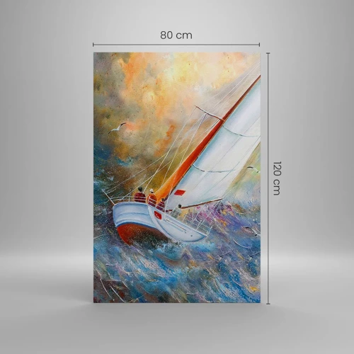Schilderen op canvas - Lopend op de golven  - 80x120 cm