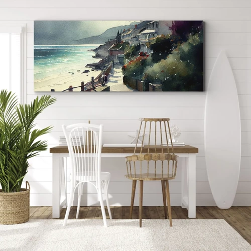 Schilderen op canvas - Mediterrane stad - 100x40 cm