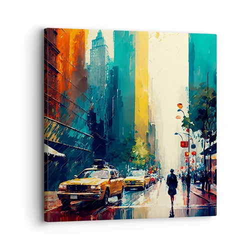 Schilderen op canvas - New York – zelfs de regen is hier kleurrijk - 30x30 cm